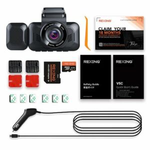 Rexing - V5C 3” 4K Dual Dash Cam with Dual Band WiFi GPS with Adhesive Mount - Black