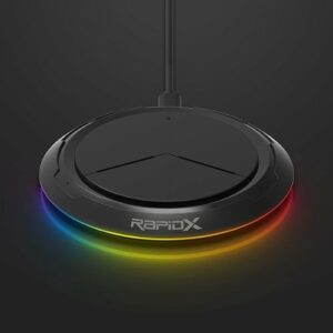 RapidX - Prismo RGB 10W Qi Certified Wireless Charging Pad for Android/iPhone/AirPods - Black