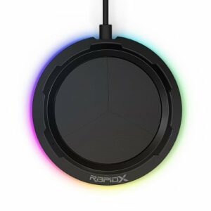 RapidX - Prismo RGB 10W Qi Certified Wireless Charging Pad for Android/iPhone/AirPods - Black