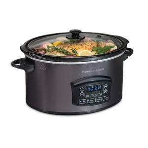 Hamilton Beach - Programmable Defrost 6-Quart Slow Cooker with Temperature Probe - STAINLESS STEEL