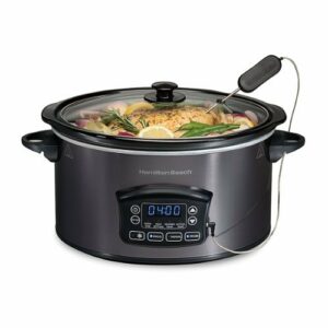 Hamilton Beach - Programmable Defrost 6-Quart Slow Cooker with Temperature Probe - STAINLESS STEEL