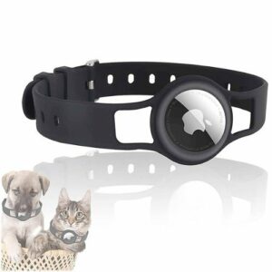 SaharaCase - Silicone Dog Standard Collar with Apple AirTag slot - Black