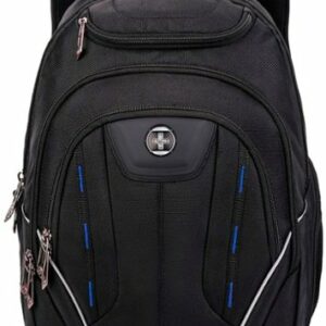 Swissdigital Design - Terabyte TSA-friendly Backpack with USB Charging port/RFID protection and fits up to 15.6" laptop - Black