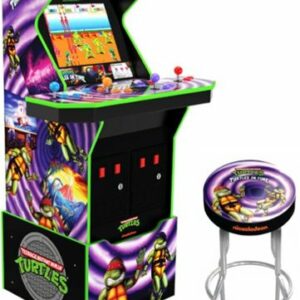 Arcade1Up - Turtles In Time Arcade with Stool, Riser, Lit Deck & Lit Marquee