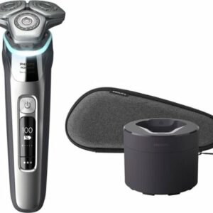 Philips Norelco - 9500 Rechargeable Wet/Dry Electric Shaver with Quick Clean, Travel Case, and Pop up Trimmer - Silver