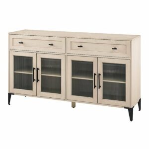 Walker Edison - 58" Contemporary Fluted Glass Door Sideboard - Birch