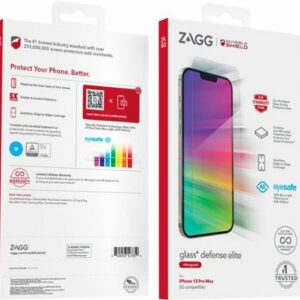 ZAGG - InvisibleShield Glass+ Defense Elite VisionGuard Blue Light Filtering Screen Protector for Apple iPhone 13 Pro Max