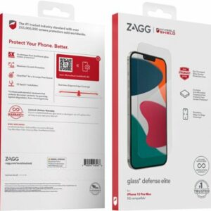 ZAGG - InvisibleShield Glass+ Defense Elite Maximum Edge-to-Edge Impact & Scratch Screen Protector for Apple iPhone 13 Pro Max