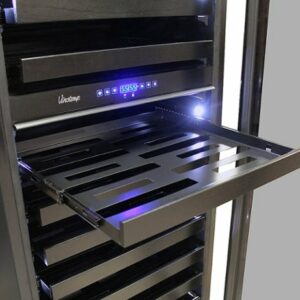 Vinotemp - 126-Bottle Dual Zone Panel-Ready Wine Cooler - Silver