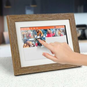 Aluratek - 10" LCD Wi-Fi Touchscreen Digital Photo Frame - Distressed Wood