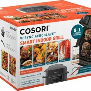 Cosori - Aeroblaze Smart Indoor 8-in-1 Grill with 6-qt Air Grill, Crisp, Dehydrate, Broil, Roast, Bake - Black