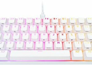 CORSAIR - K65 RGB Mini Wired 60% Mechanical Cherry MX SPEED Linear Switch Gaming Keyboard with PBT Double-Shot Keycaps - White