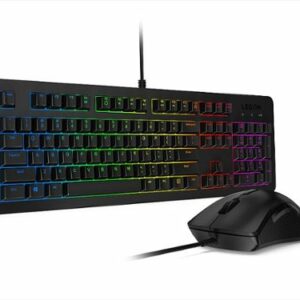 Lenovo - Legion KM300 Full-size Wired RGB Gaming Keyboard and Optical Mouse Gaming Bundle for PC - Black