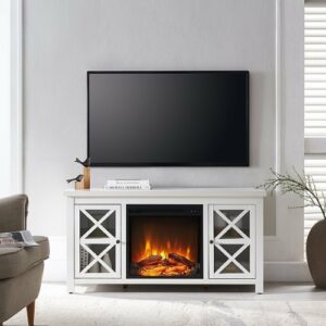 Camden&Wells - Colton Log Fireplace TV Stand for TVs Up to 55" - White