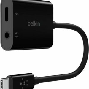 Belkin - 3.5mm Audio & USB-C Adaptor - Fast Charge Compatible USB-C Audio Adaptor for iPad Pro, Galaxy, Pixel, OnePlus & More - Black