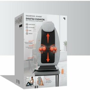 Sharper Image - Massager Seat Topper 4-Node Shiatsu with Heat and Vibration - Grey