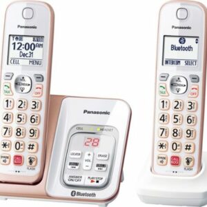 Panasonic - KX-TGD862G Link2Cell DECT 6.0 Expandable Cordless Phone System with Digital Answering System - White/Rose Gold