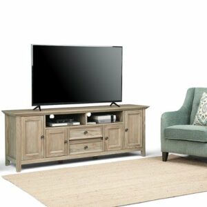 Simpli Home - Amherst solid wood 72 in Wide TV Media Stand & For TVs up to 80 inches - Distressed Grey