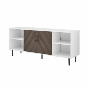 Walker Edison - Bookmatch Door TV Stand for Most TVs up to 65” - Ash Brown Bookmatch/ Solid White