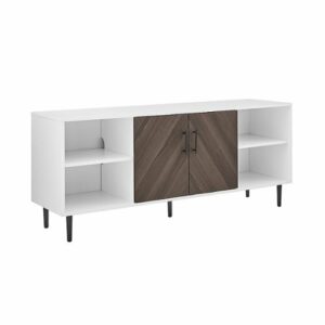 Walker Edison - Bookmatch Door TV Stand for Most TVs up to 65” - Ash Brown Bookmatch/ Solid White