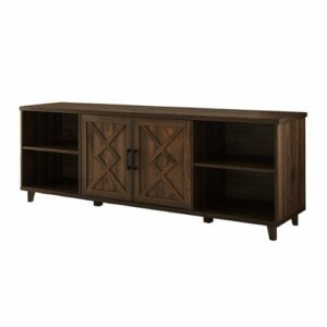 Walker Edison - Detailed-Door TV Stand for Most TVs up to 80” - Dark walnut