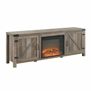 Walker Edison - Modern Farmhouse Barndoor Fireplace TV Stand for Most TVs up to 85" - Grey Wash