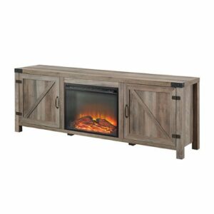 Walker Edison - Modern Farmhouse Barndoor Fireplace TV Stand for Most TVs up to 85" - Grey Wash