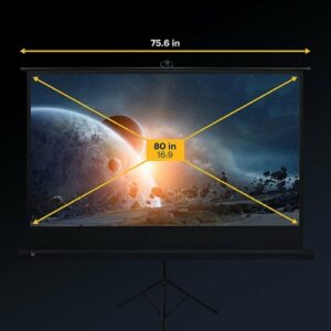 Kodak - 80 in. Portable Projector Screen, Adjustable Projection Screen with Tripod Stand & Carry Bag - White