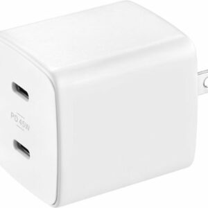 Insignia™ - 45W Dual USB-C Port Wall Charger for Samsung Smartphones, iPhone, Tablets, Chromebook and More - White