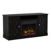 Twin Star Home - TV Stand for TVs up to 55" with Electric Fireplace and Glass Doors with X Mullions - Black