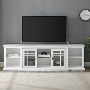 Walker Edison - Classic Glass-Door TV Stand for most TVs up to 88” - White