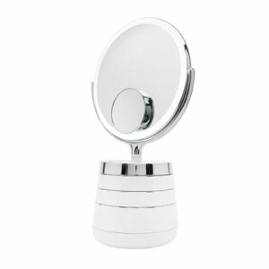 Sharper Image - Spastudio Vanity Plus 10-Inch LED Mirror with Storage - White