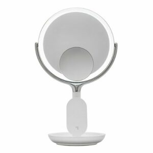 Sharper Image - Wireless Charger with Mirror Round LED 8inch - Silver