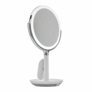 Sharper Image - Wireless Charger with Mirror Round LED 8inch - Silver