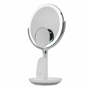 Sharper Image - Wireless Charger with Mirror Round LED 8inch - Silver