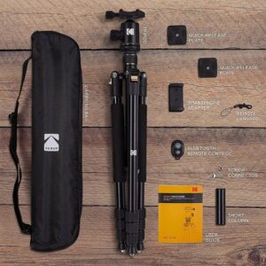 Kodak - Photo Gear 63" Tripod and Monopod with 360° Ball Head - Premium Professional 2-in-1 Aluminum Camera Stand - Black