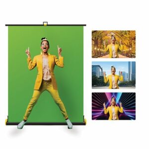 Kodak - Portable Green Screen, Chroma Key Backdrop & Built-in Stand for Video & Photo Shoots, Auto Lock Frame. - Black/Green