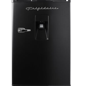 Frigidaire - Retro Compact Mini Fridge, Chrome Handles, 4.5 Cu Ft, Built-in Water Dispenser - Black