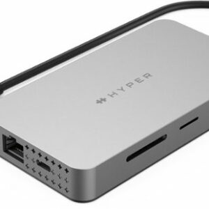 Hyper - HyperDrive Dual 10 Port USB-C Hub, 4K HDMI, Ethernet, 1 USB-C, 2 USB-A, microSD/SD, travel dock for M1/M2/M3 MacBook - Gray