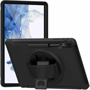 SaharaCase - PROTECTION Hand Strap Series Case for Samsung Galaxy Tab S8+ - Black