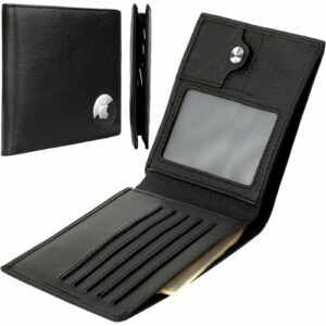 SaharaCase - Genuine Leather Wallet Case for Apple AirTag - Black