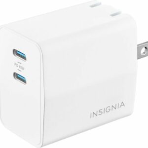 Insignia™ - 45W Foldable Compact Dual USB-C Wall Charger for Samsung Smartphones, iPhone, Tablets, Chromebook and More - White