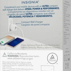 Insignia™ - 45W Foldable Compact Dual USB-C Wall Charger for Samsung Smartphones, iPhone, Tablets, Chromebook and More - White