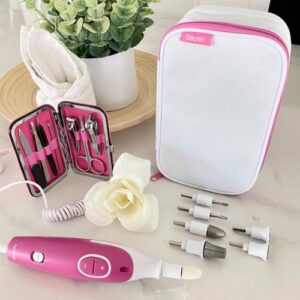 Beurer - 18-piece Manicure/Pedicure Device and Nail Set - Pink/White