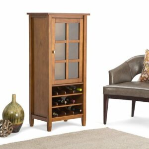 Simpli Home - Warm Shaker High Storage Wine Rack - Light Golden Brown