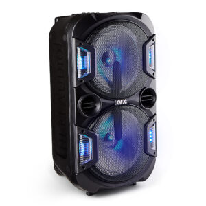 QFX - 2 x 10" Trolley and Wheels BT Speaker Rechargeable - Black