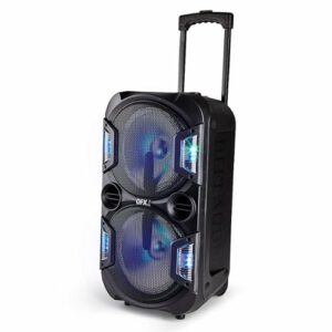 QFX - 2 x 10" Trolley and Wheels BT Speaker Rechargeable - Black