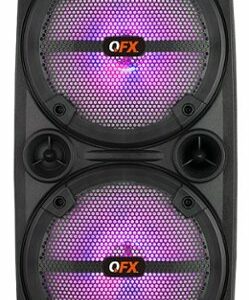 QFX - 2 x 8" BT Recharge Speaker with Lights - Black