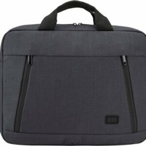 Case Logic - Ashton 14” Laptop Attaché Briefcase with Padded Interior, Zippered Pocket for Accessories, Shoulder Strap & Handles - Dark Gray