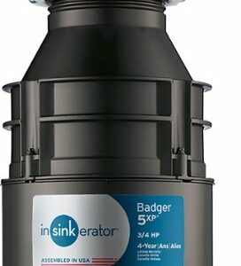 InSinkerator - Badger 5XP Lift and Latch Power Series 3/4 HP Continuous Feed Garbage Disposal with Power Cord - Black